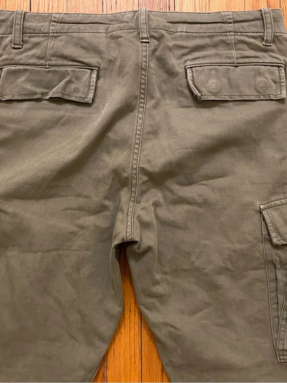 J.CREW 770 Men's Green Twill Cotton Cargo Pants Slim Straight Flat Front 31